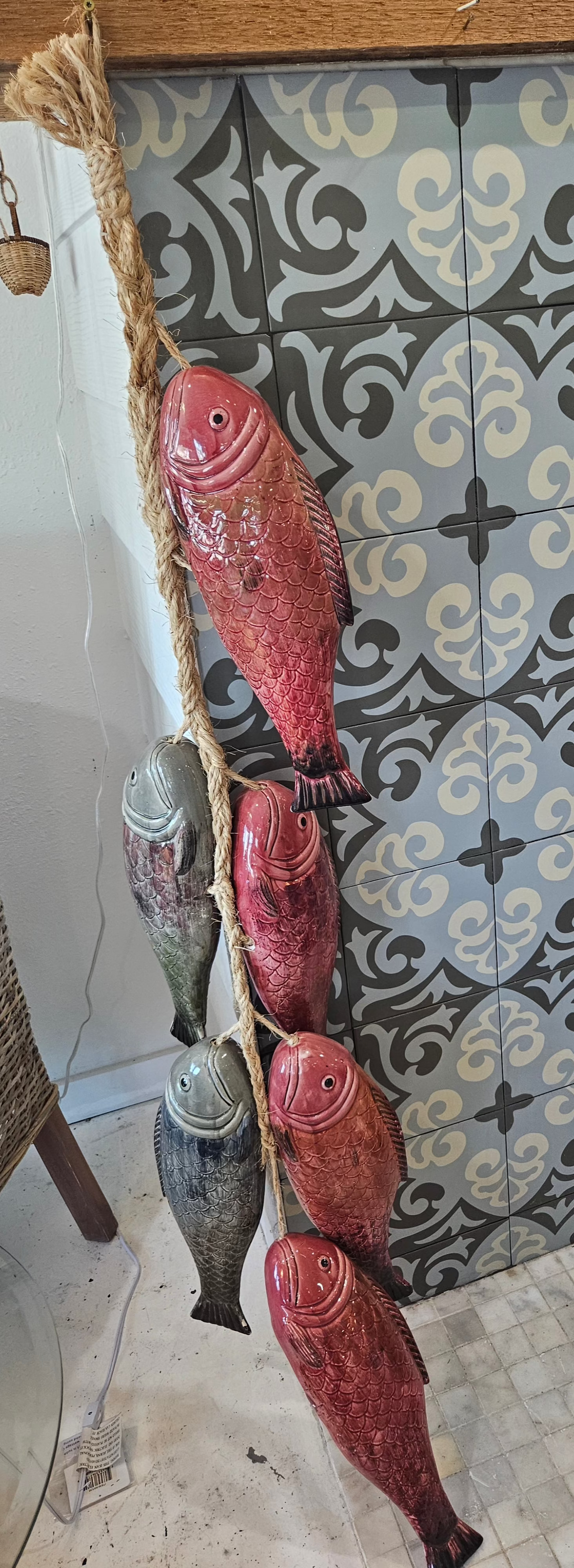 Vintage Ceramic Large String Of Fish