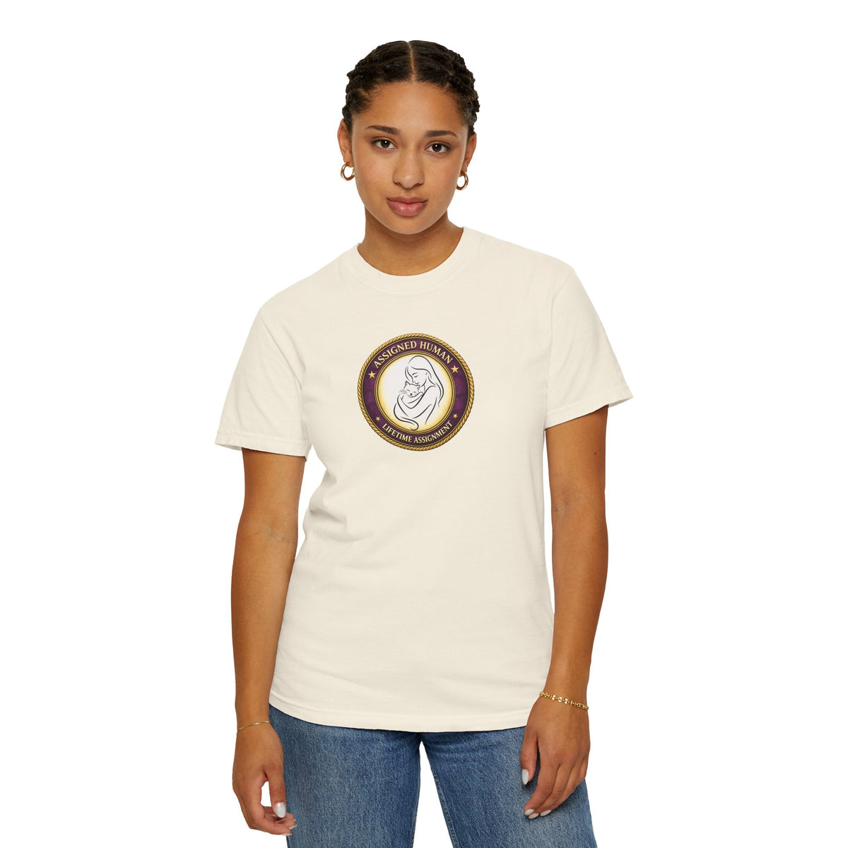 Assigned Human – Lifetime Assignment T-Shirt | Cat Lover Seal Tee