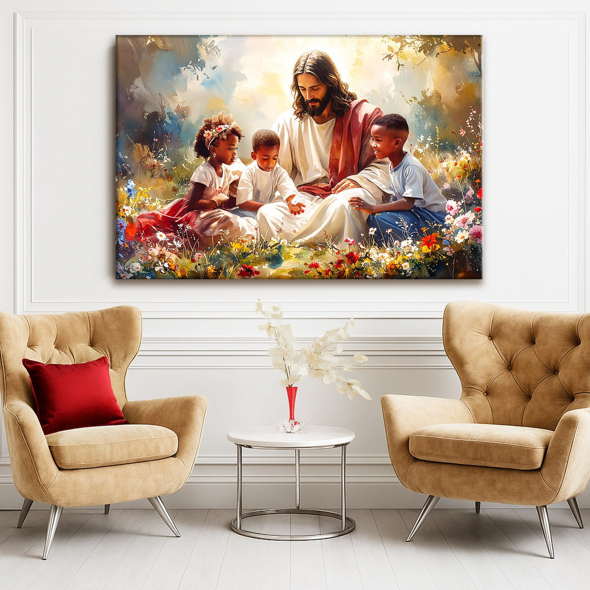 Jesus With Children Faith Wall Art V
