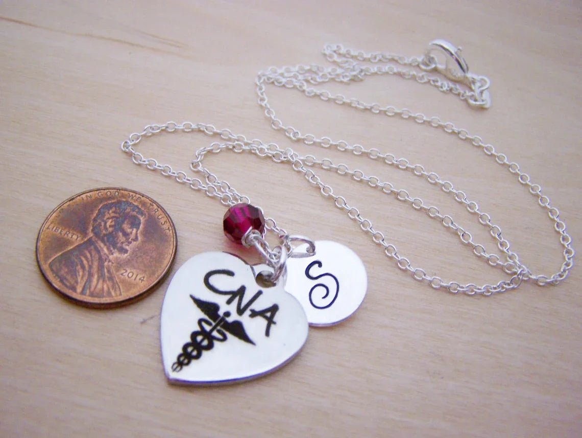 Personalized CNA Necklace – Sterling Silver Chain with Birthstone & Initial