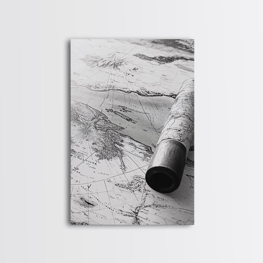 Vintage Nautical Map, Antique Explorer Theme, Travel Inspired Art, Canvas Print, Study Decor, Historical Wall Art, Rustic Map Artwork