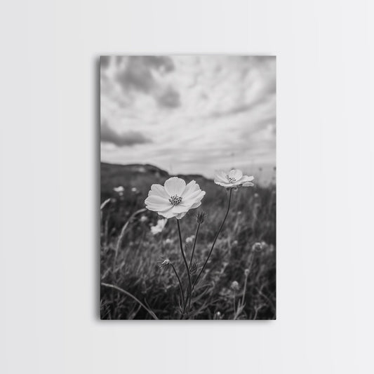 Wildflower Pair, Meadow Romance, Country Floral, Nature Canvas Print, Living Room Wall Art, Cottagecore Vibes, Farmhouse Botanical Print