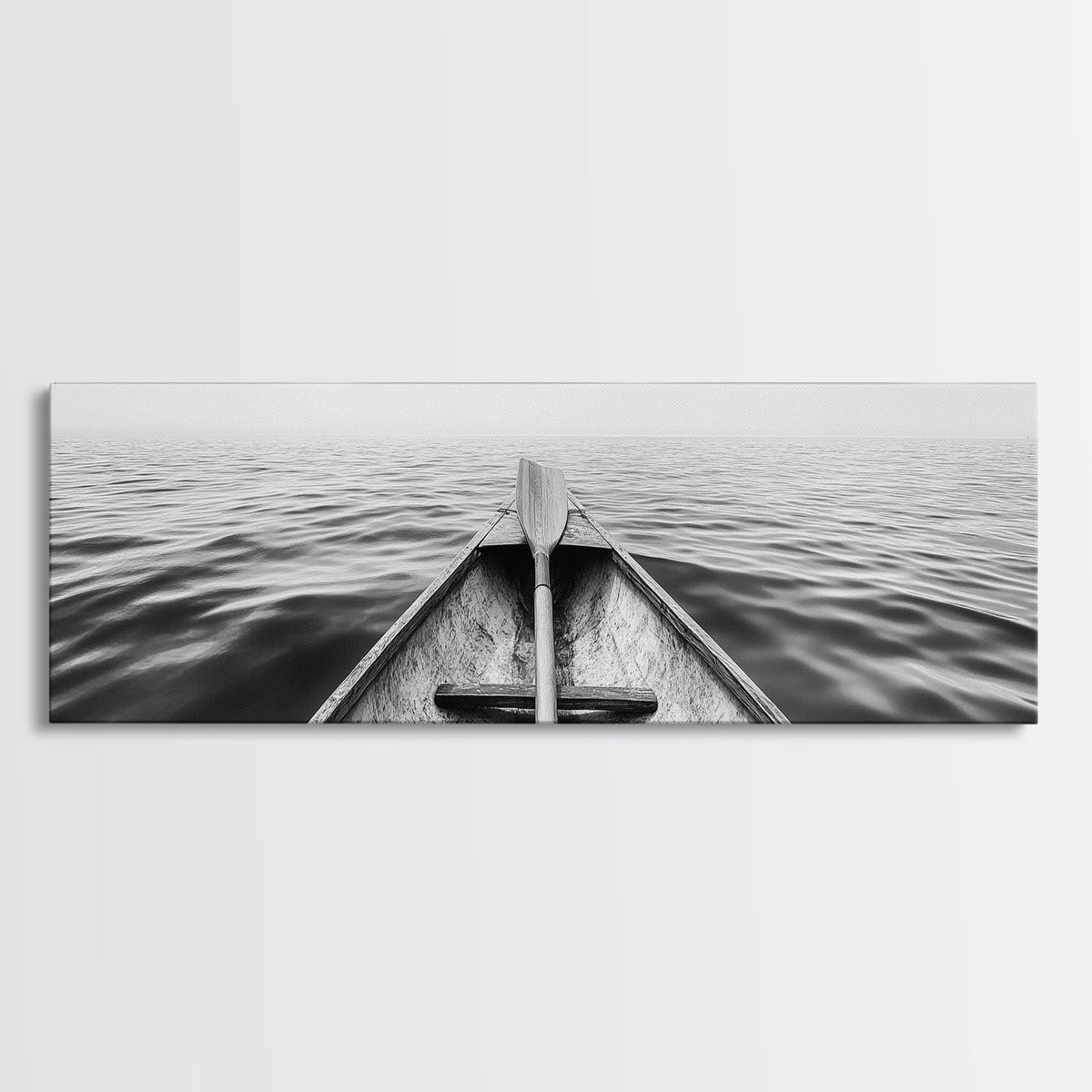 Canoe View, Open Water, Ocean Drift, Paddleboat Scene, Canvas Print, adventure wall art, rustic lake house decor, minimalist travel photo