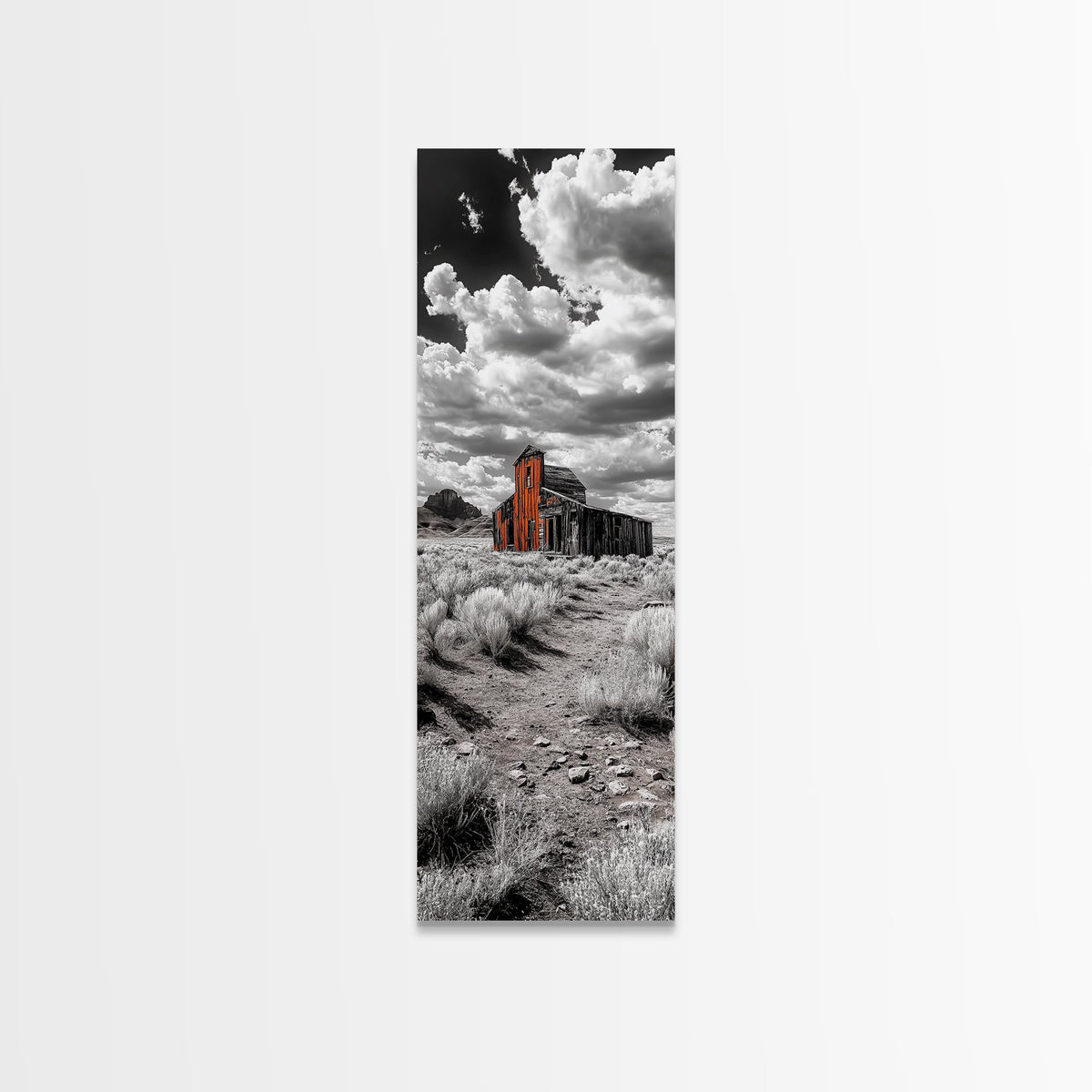 Abandoned Barn, Desert Mood, Old West Vibes, Rustic Autumn Scene, Canvas Print, Farmhouse Wall Decor, Entryway Art