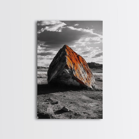 Red Rock, Sunset Boulders, Wild West Plains, Canvas Print, Desert Landscape Art, Living Room Wall Decor, Nature Photography