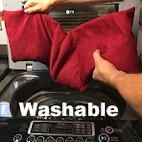 Triple Square Pillow in Red Denim