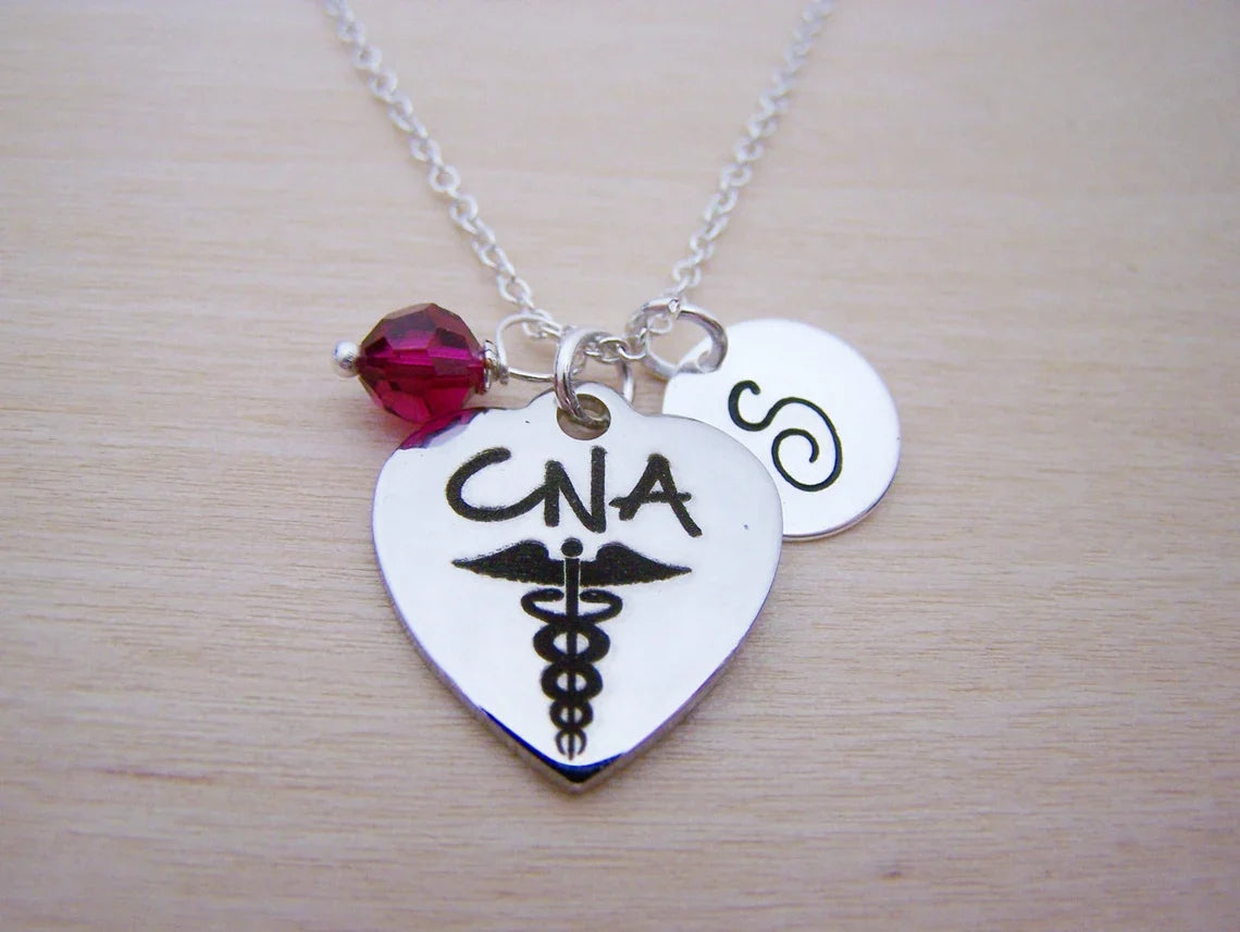 Personalized CNA Necklace – Sterling Silver Chain with Birthstone & Initial