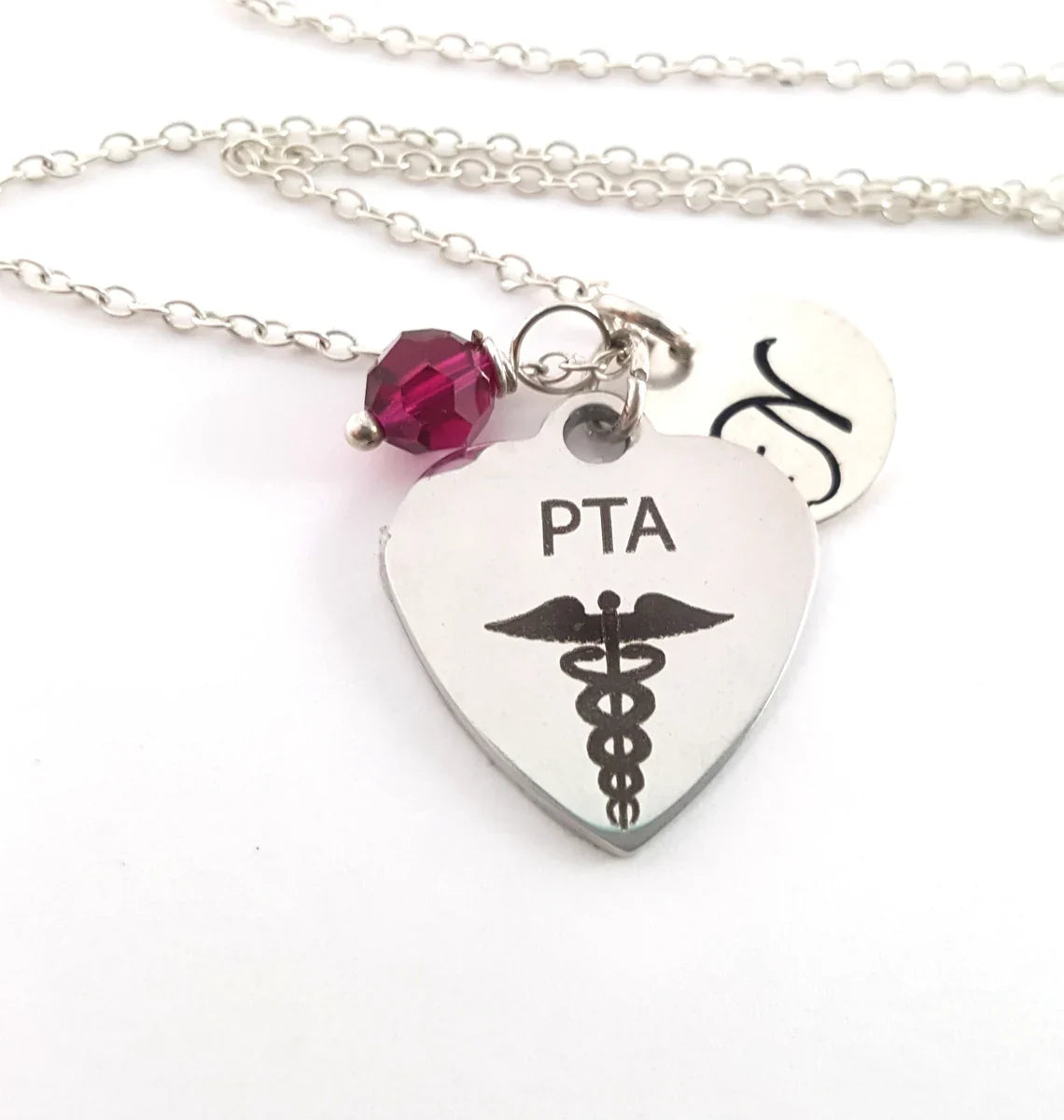 Personalized Physical Therapy Assistant Necklace – Sterling Silver Chain with Birthstone & Initial