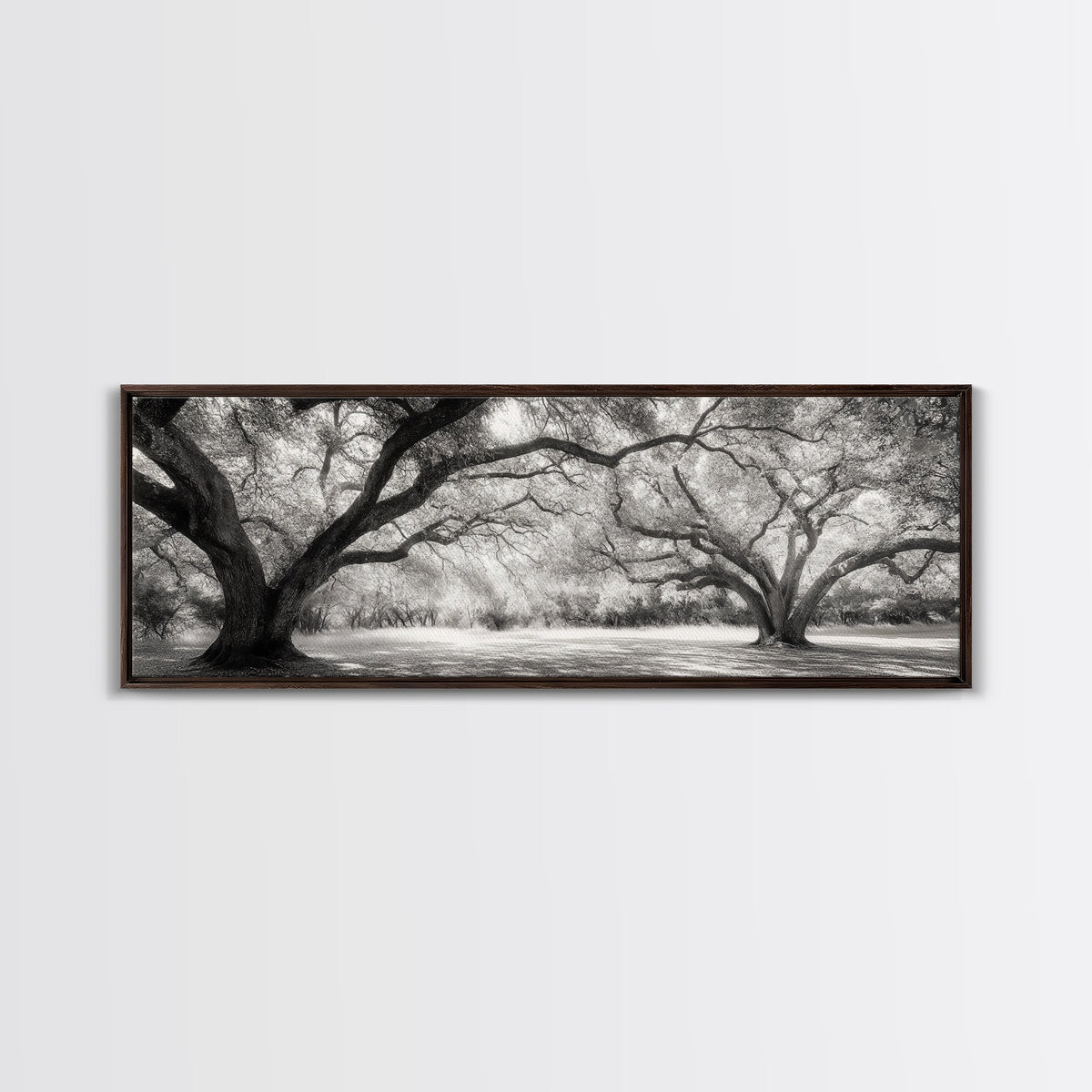Sprawling Trees, Oak Forest, Sunlit Canopy, Majestic Branches, Canvas Print, Nature Wall Art, Boho Decor, Living Room Statement Piece