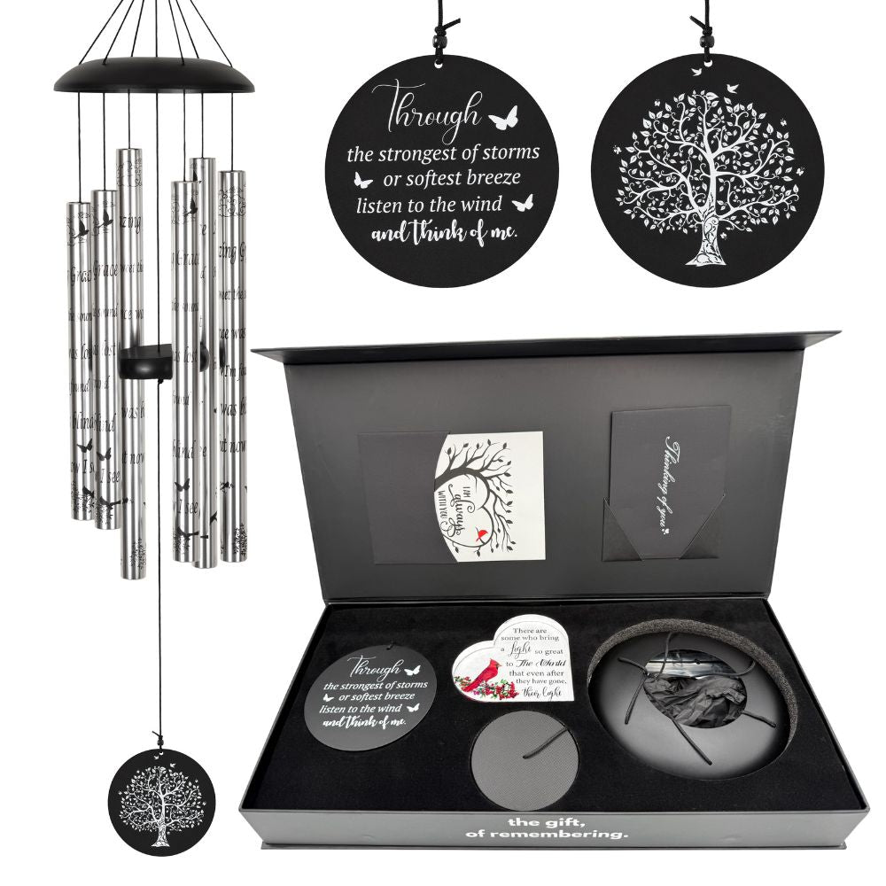 Gift Bundle - Serenity Memorial Wind Chimes, Thoughtful Gift For Special Occasions or Reflections Amazing Grace Scripture 40"