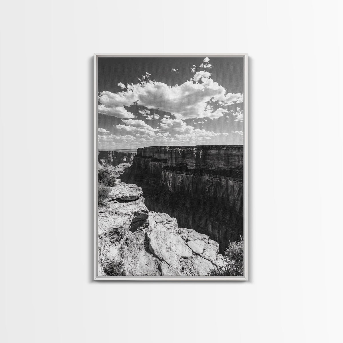 Grand Canyon, Desert, Clouds, Depth - Epic canyon view, Canvas Print, adventurous living room centerpiece, nature-inspired wall art
