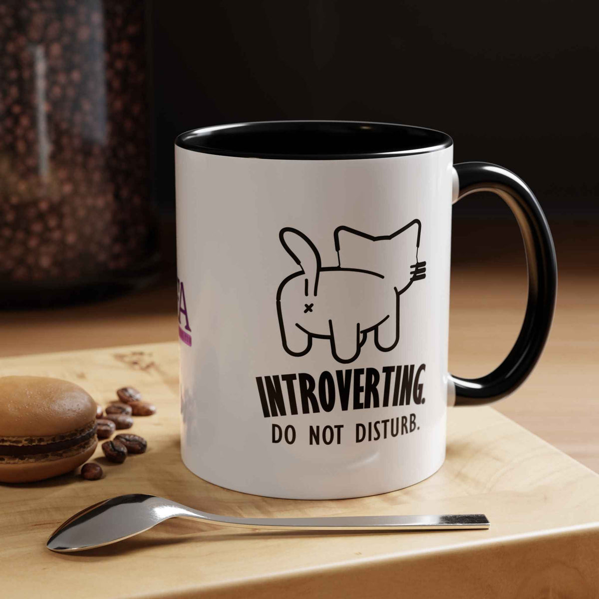 Introverting. Do Not Disturb. Two-Tone Cat Coffee Mug (11oz & 15oz)