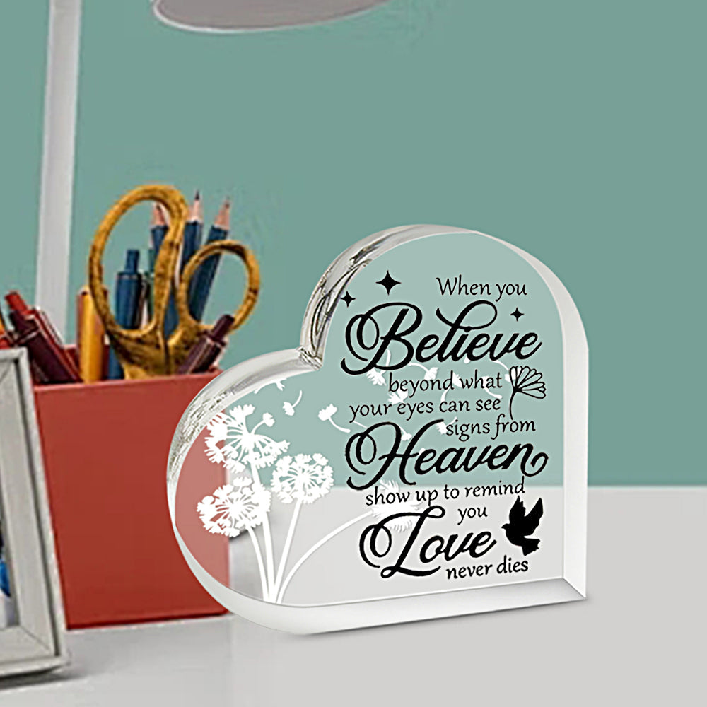 Memorial Heart With Gift Box - Acrylic Dandelion In Wind