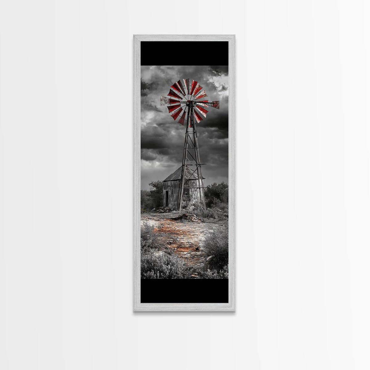 Western Windmill Art, Canvas Print, rustic décor, windmill wall art, farmhouse art, extra wide art, Joshua tree art, southwest wall art