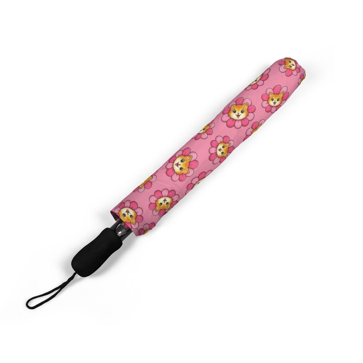 Flower Power, Cat Energy – Compact Umbrella (Semi-Automatic)
