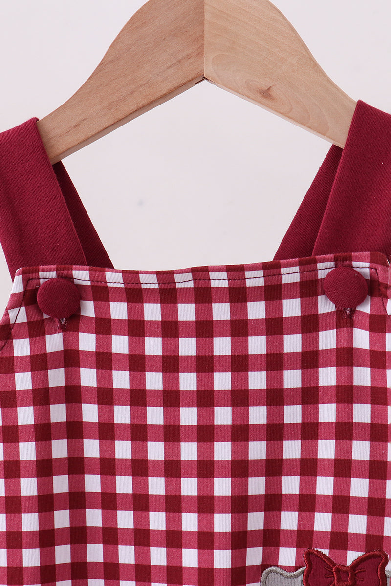 Premium Maroon Georgia bulldog gingham ruffle romper