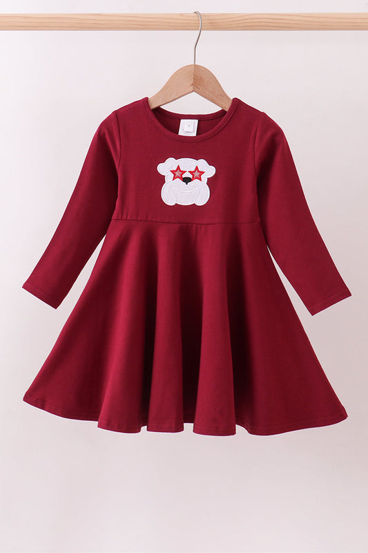 Premium Maroon Georgia bulldog applique dress