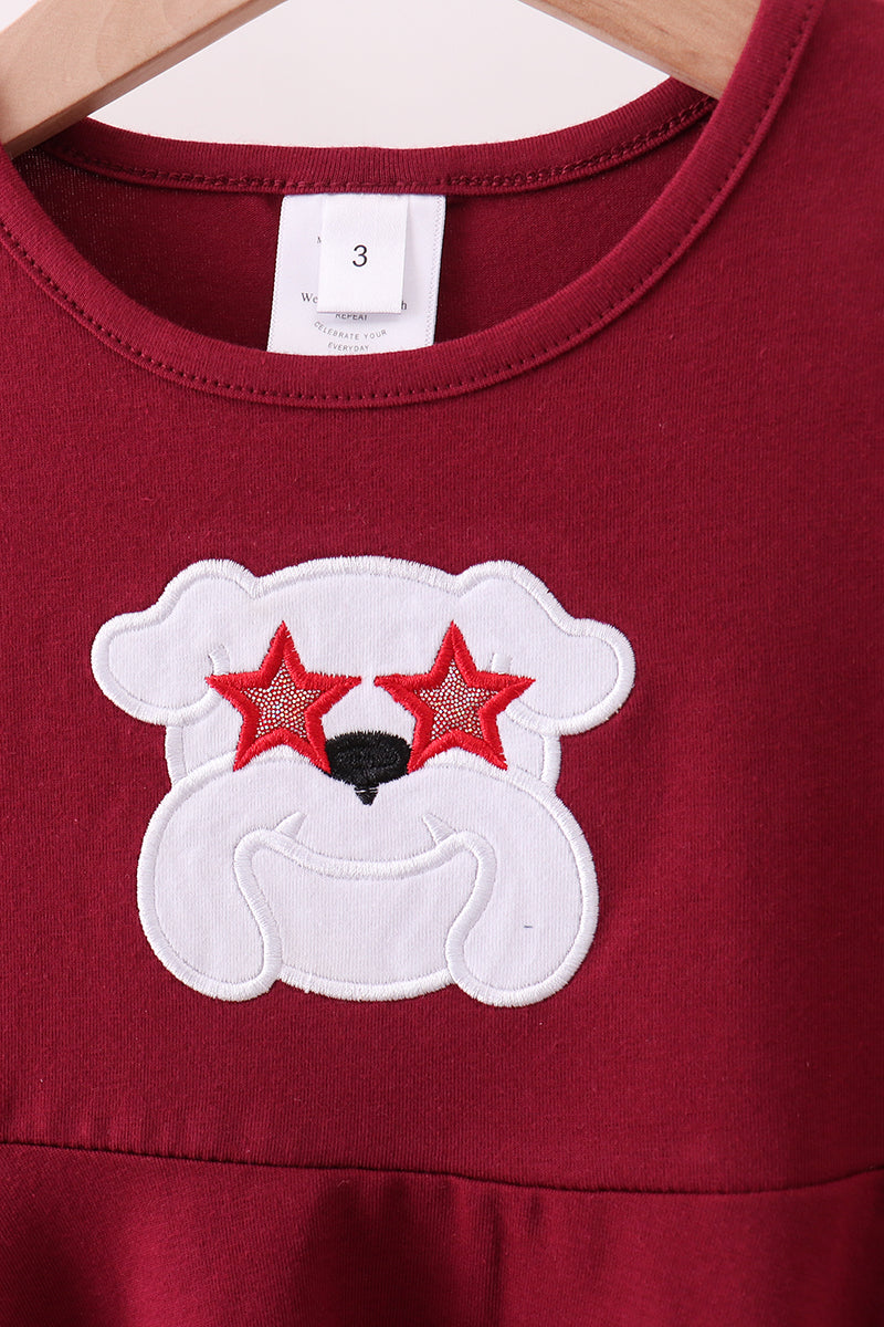 Premium Maroon Georgia bulldog applique dress