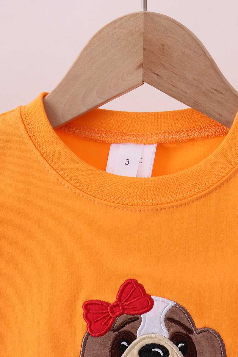 Premium Orange Tennessee puppy applique top