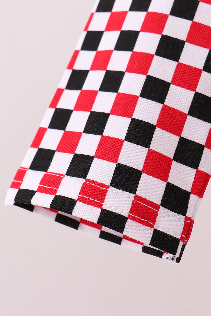Checkered Georgia dog embroidery top