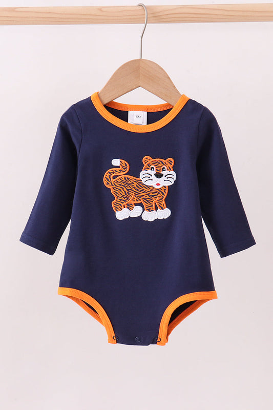 Premium Navy Auburn tiger applique bubble