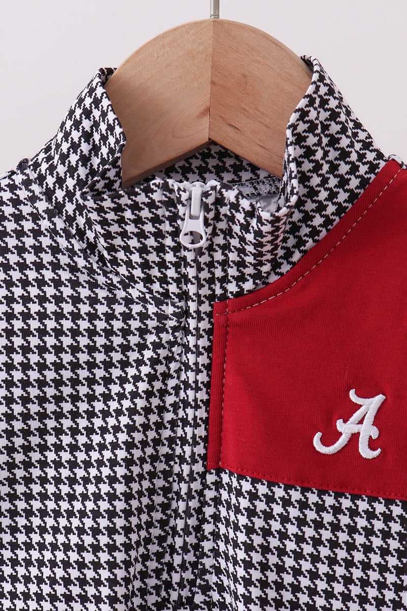 Premium Maroon Alabama embroidery gingham top