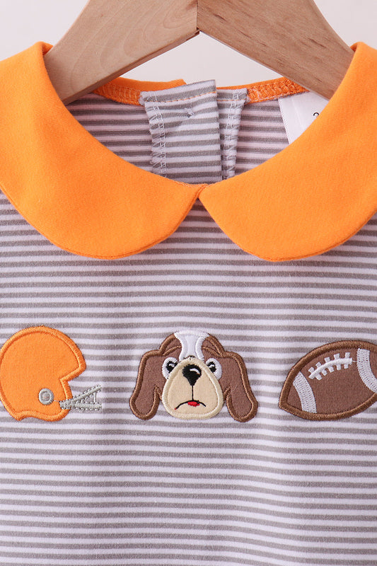 Premium Orange Tennessee stripe football embroidery skorts set