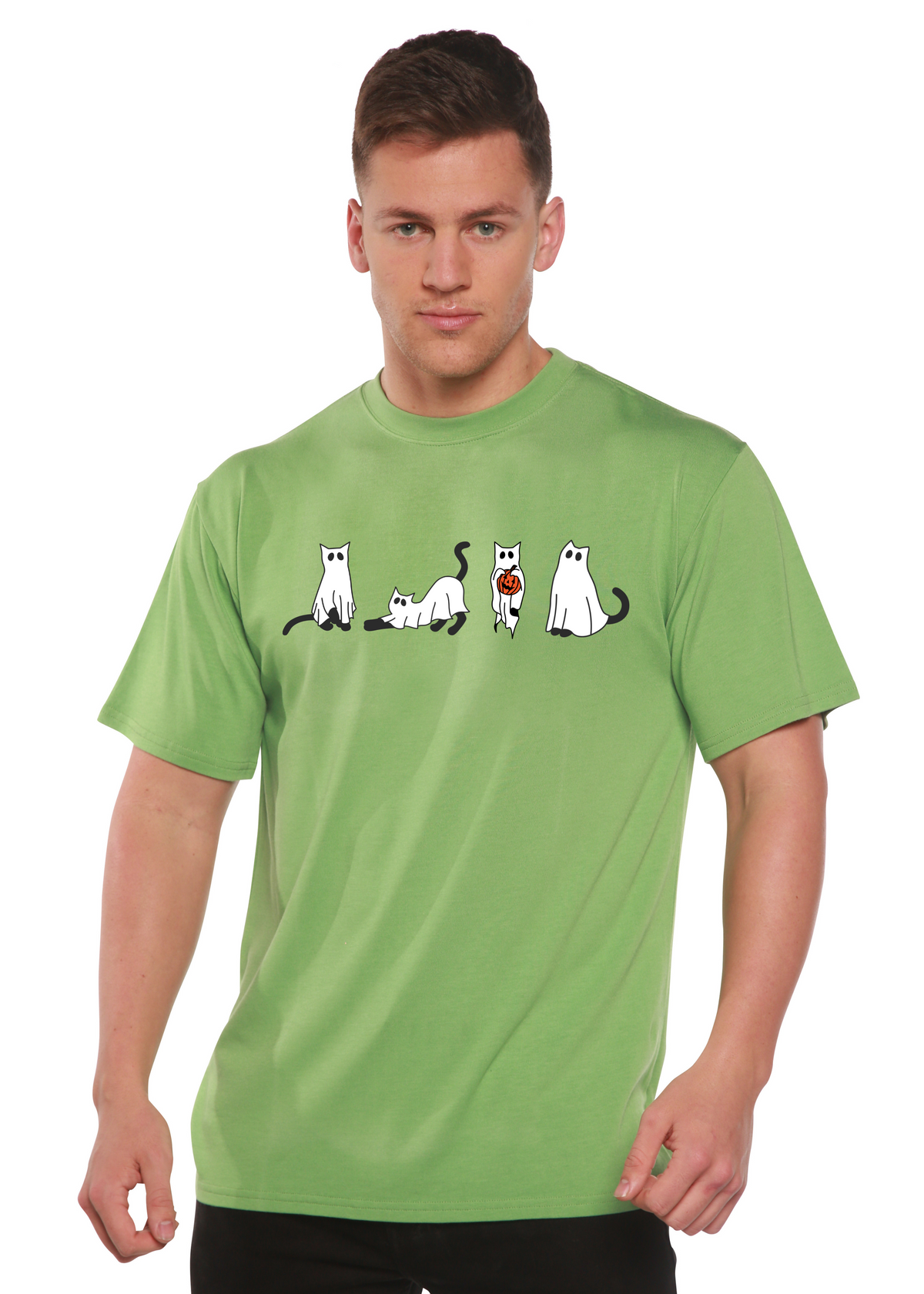 Halloween Cats Men's Bamboo Viscose/Organic Cotton Short Sleeve Graphic T-Shirt