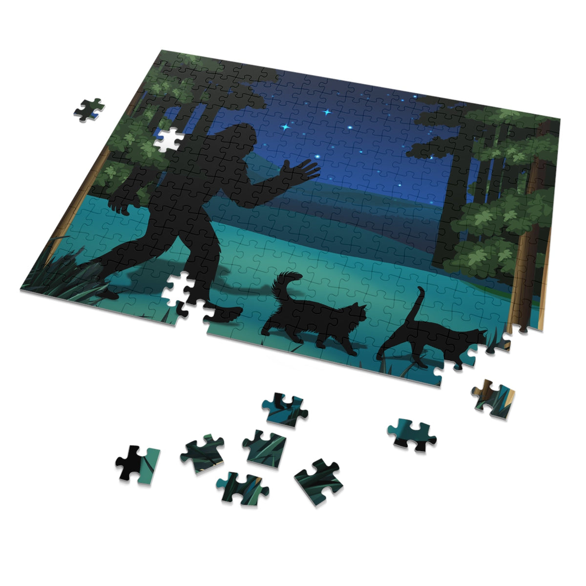 Catsquatch Midnight Walk Puzzle – Cats, Stars & Quiet Wonder