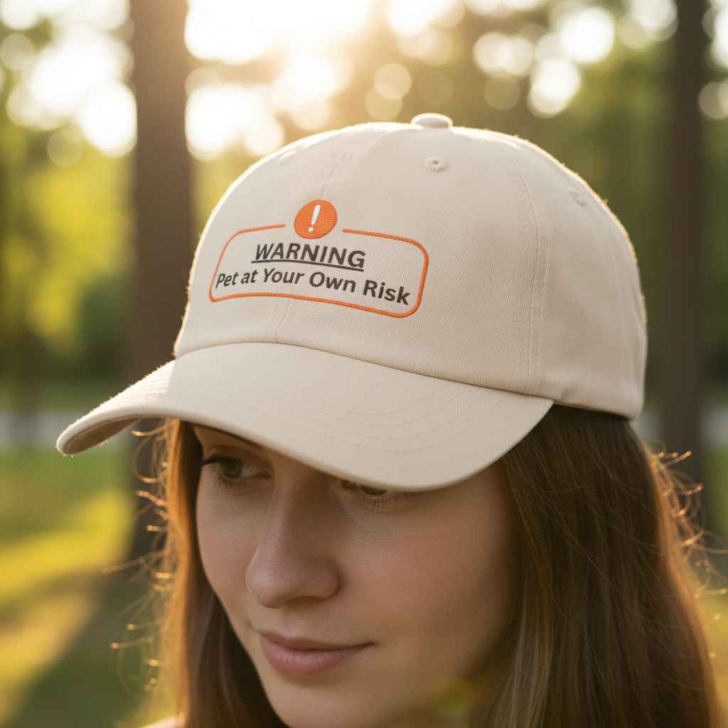 Warning: Pet at Your Own Risk Hat – Sassy Cat Embroidered Dad Cap