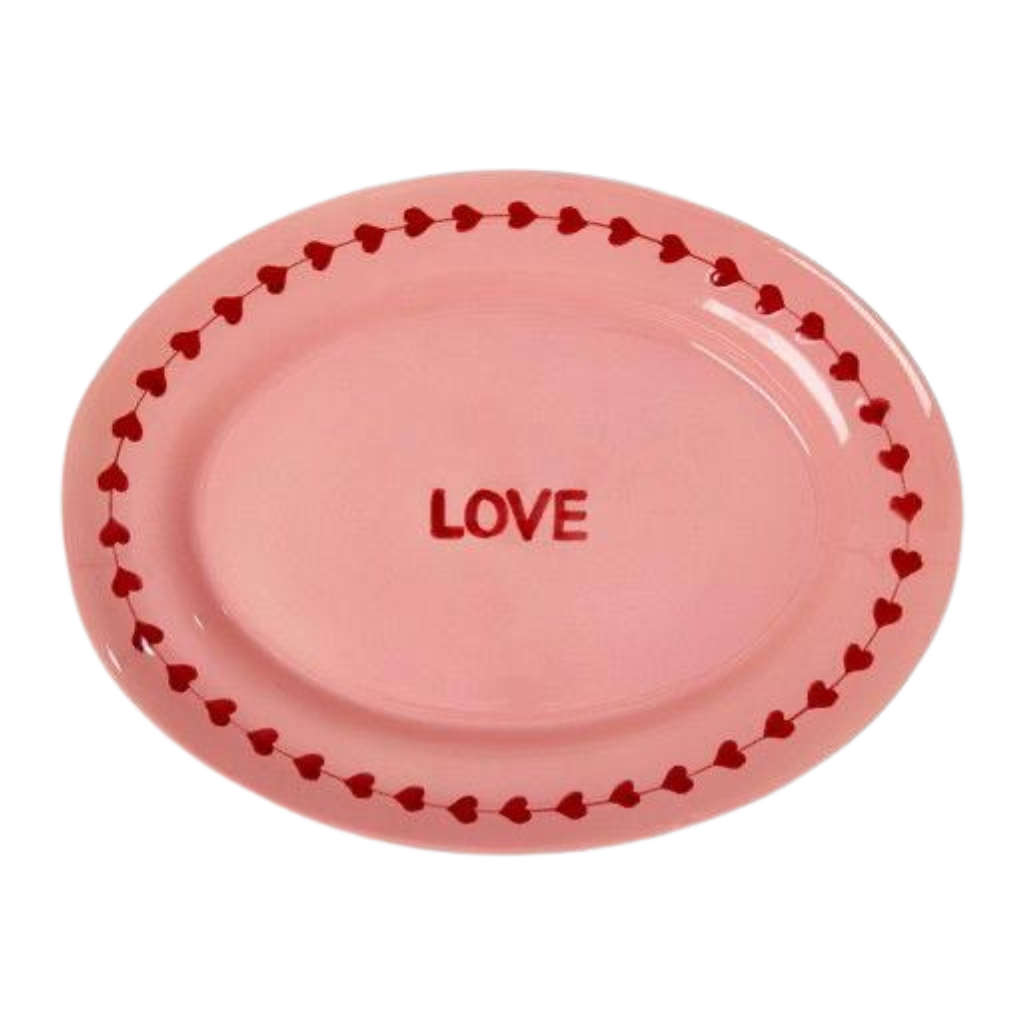 Ceramic Serving Platter with Hand-painted LOVE - Large