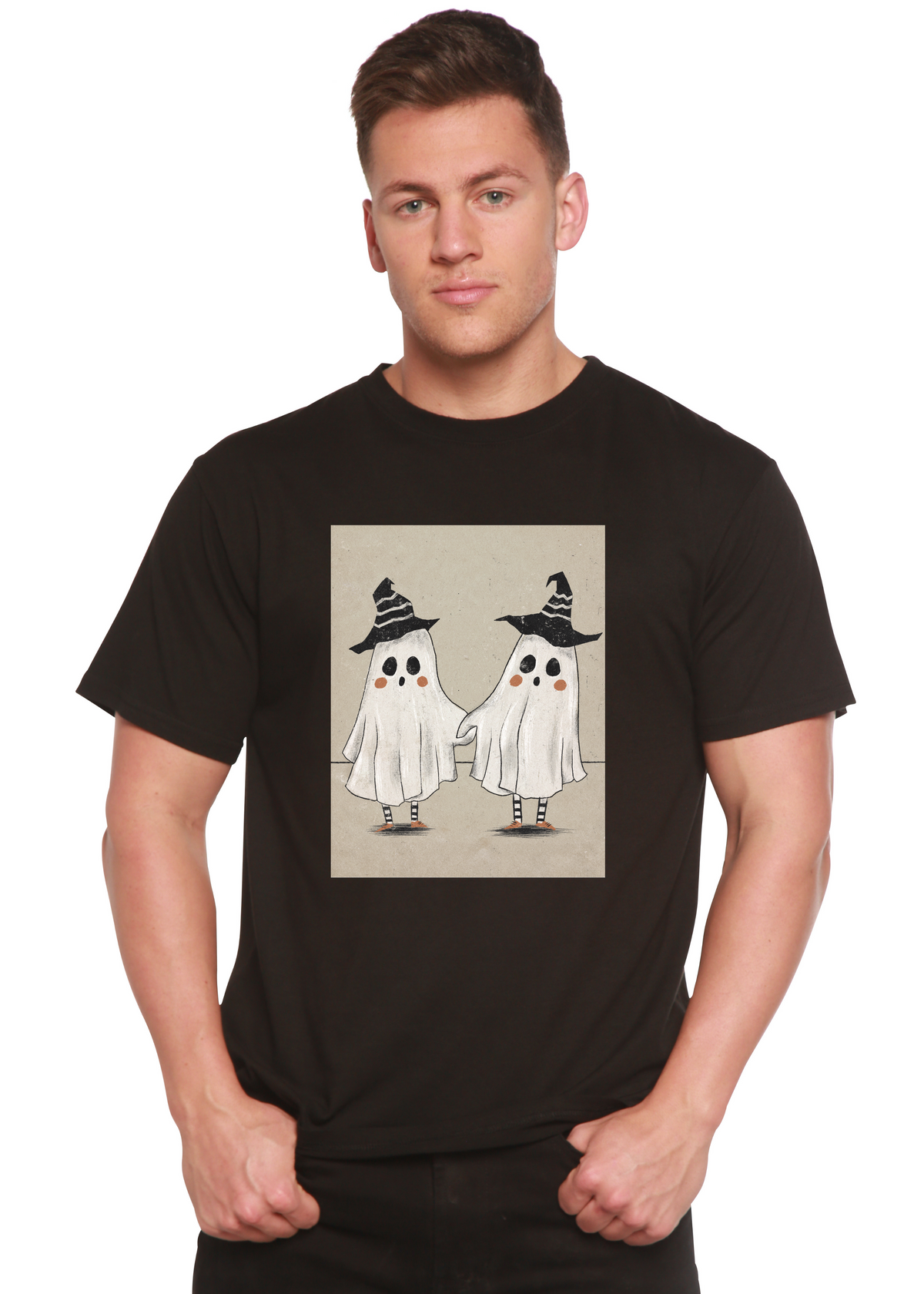 Cute Ghost Men's Bamboo Viscose/Organic Cotton Short Sleeve Graphic T-Shirt