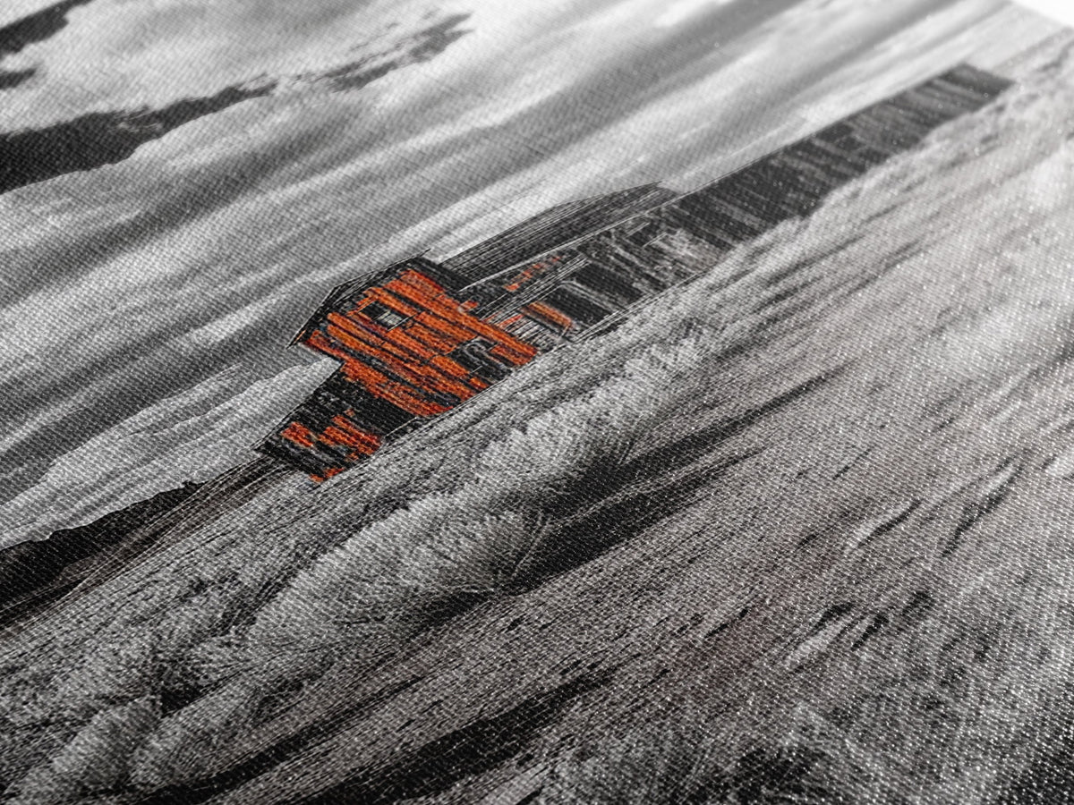 Abandoned Barn, Desert Mood, Old West Vibes, Rustic Autumn Scene, Canvas Print, Farmhouse Wall Decor, Entryway Art