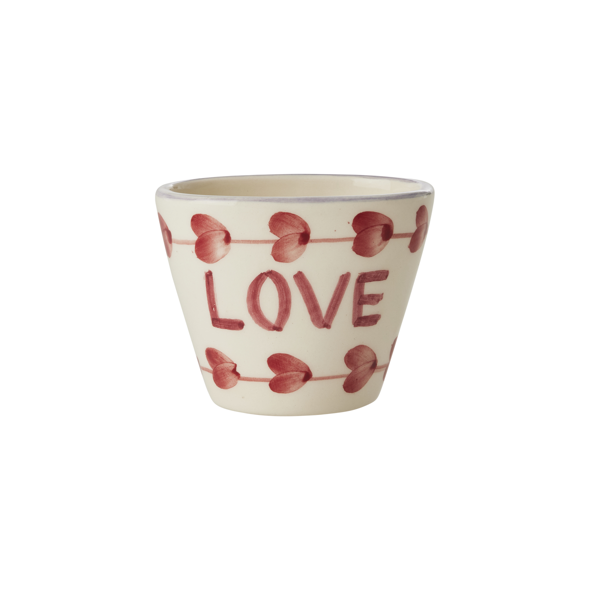 Ceramic Oval Espresso Cup with Hand Painted Love - 2.4 oz