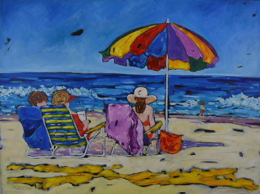 "Beachgoers II" Oil Painting on Canvas, Beach Painting, Artist Christi Dreese