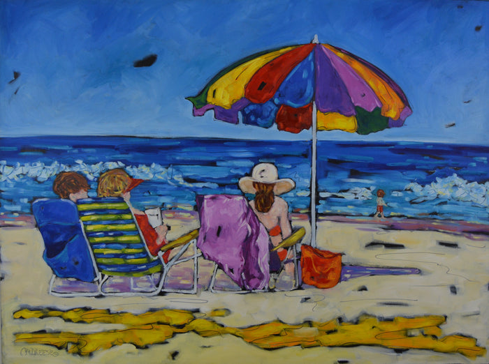 "Beachgoers II" Oil Painting on Canvas, Beach Painting, Artist Christi Dreese