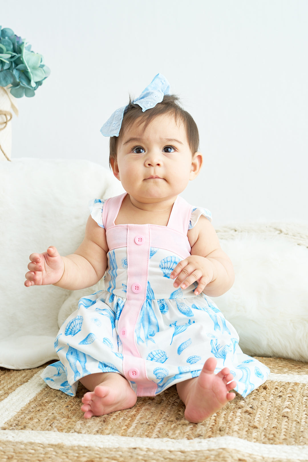 Marine creature print dress mom & me