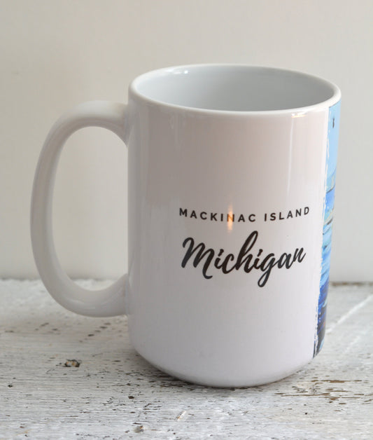 Drinkware - Sailing at Mackinac Bridge.
