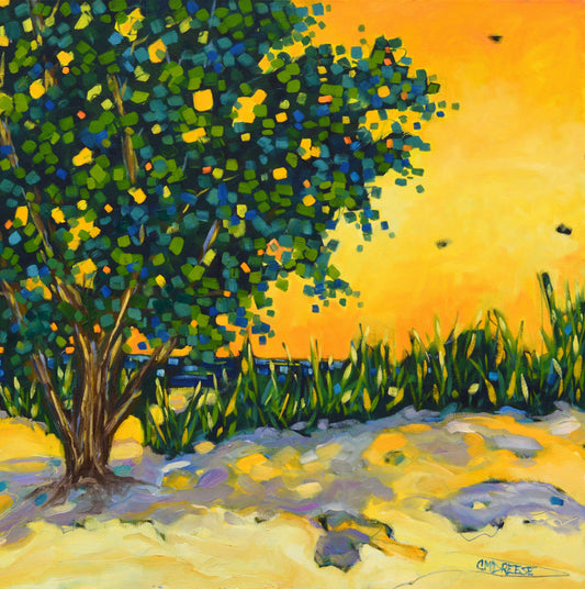 "Golden Hour" Oil Painting on Canvas, Original Sunset Lake Oil Painting on Canvas, Artist Christi Dreese