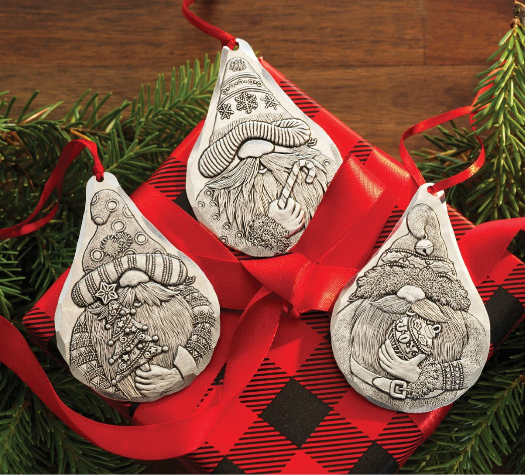 Holiday Gnome 3-Piece Ornament Set