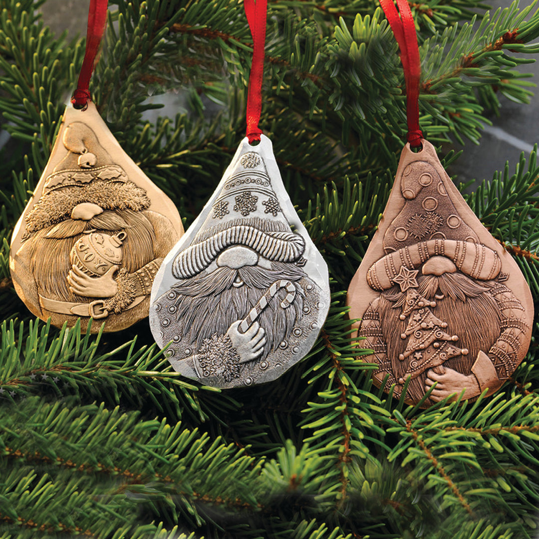 Gnomes 3-Piece Ornament Set (Mixed Metal)