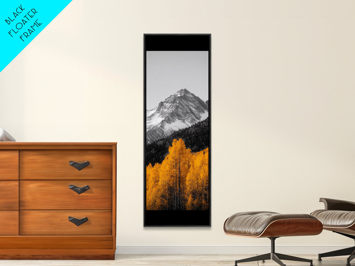 Autumn Aspen Trees, Mountain Range, Fall Foliage, Framed Canvas Print, Rustic Farmhouse Art, Living Room Wall Decor, Seasonal Nature Art