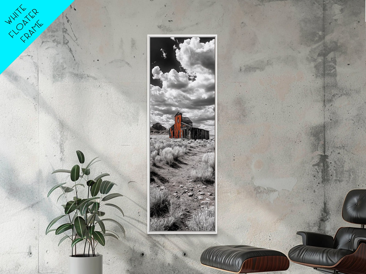 Abandoned Barn, Desert Mood, Old West Vibes, Rustic Autumn Scene, Canvas Print, Farmhouse Wall Decor, Entryway Art