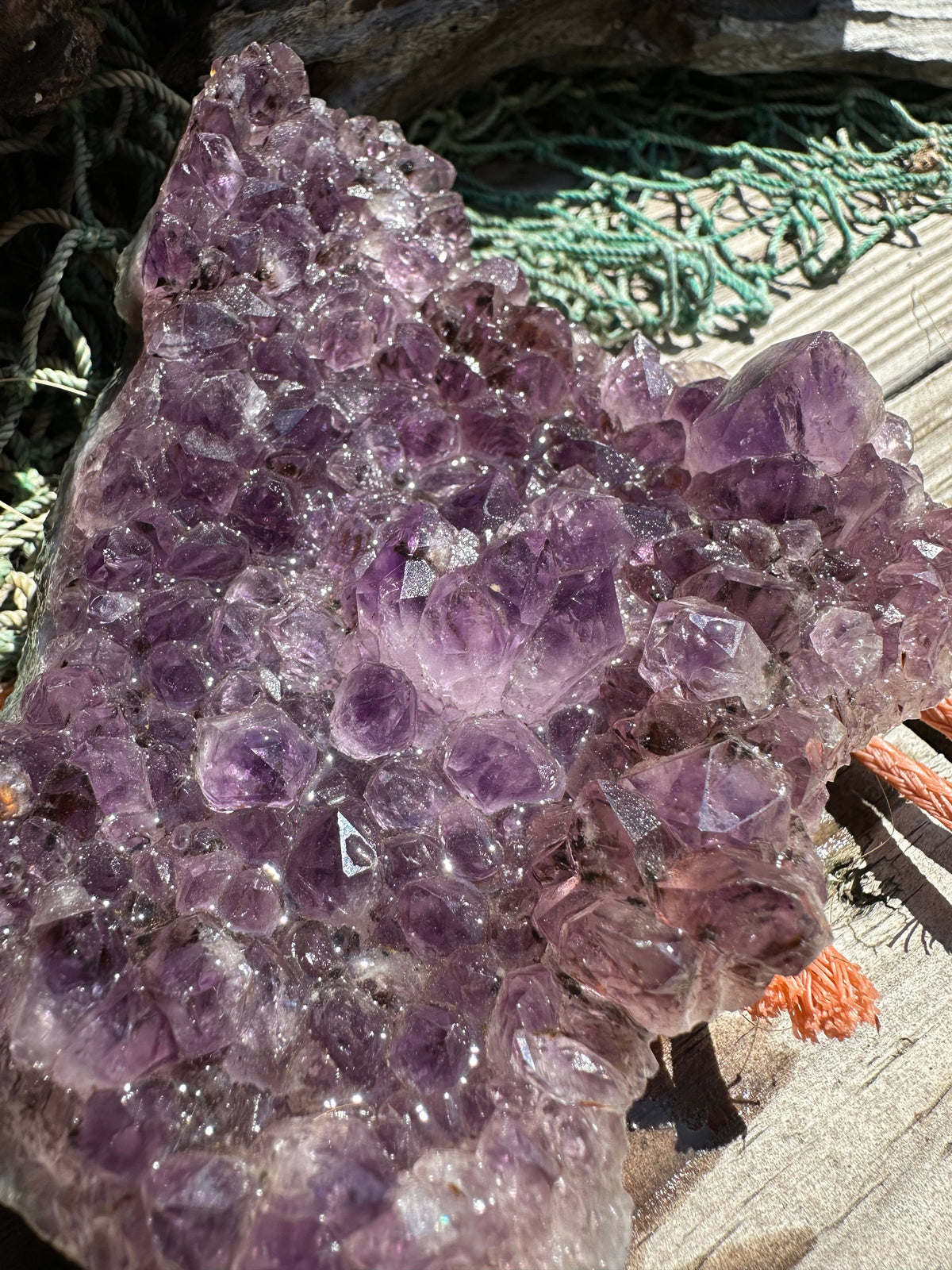 Natural Amethyst Cluster Crystal – Raw Purple Quartz Geode (4.7x3.5x1.8")