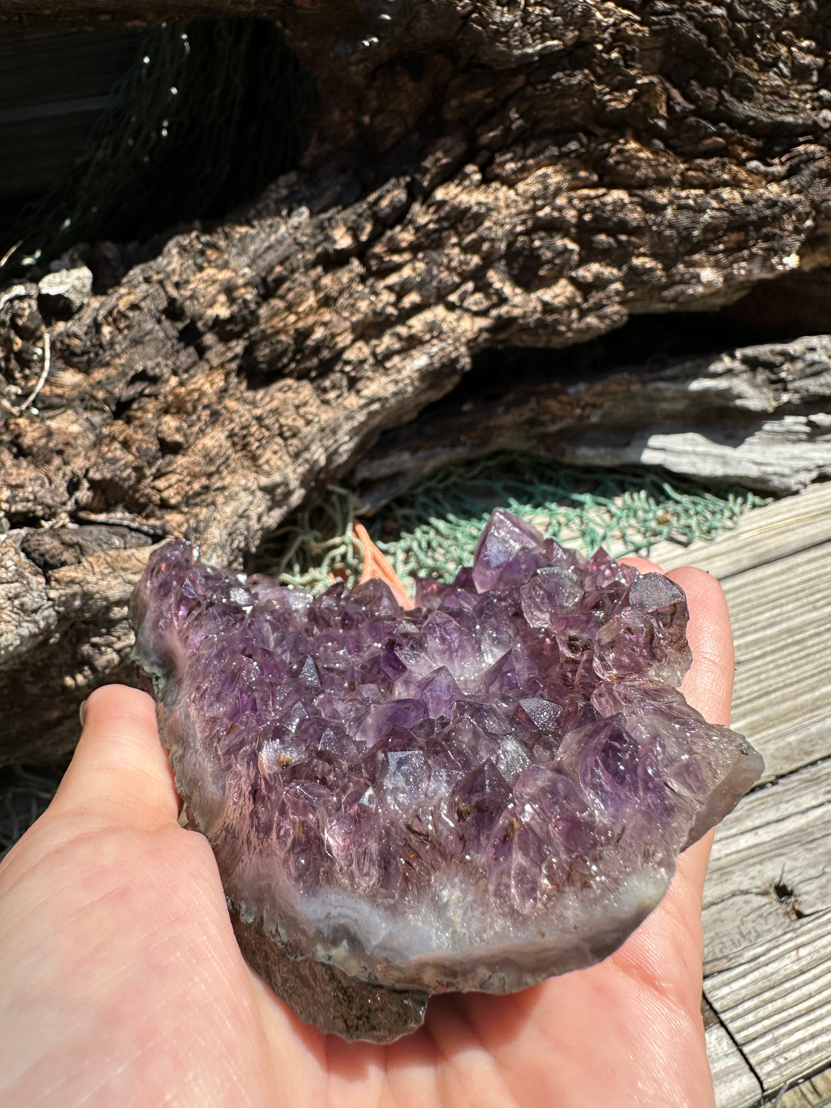 Natural Amethyst Cluster Crystal – Raw Purple Quartz Geode (4.7x3.5x1.8")
