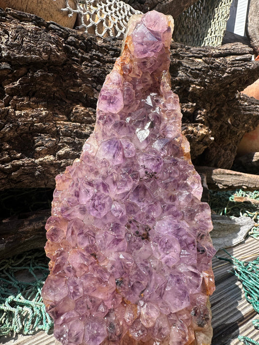 Natural Amethyst Cluster Crystal Specimen-Raw Purple Quartz Geode  (9x3.4x3.8)