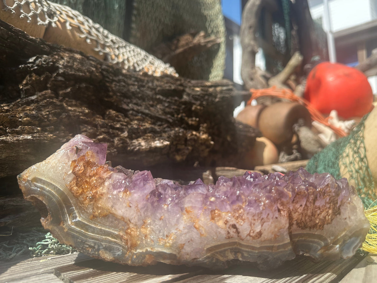 Natural Amethyst Cluster Crystal Specimen-Raw Purple Quartz Geode  (9x3.4x3.8)