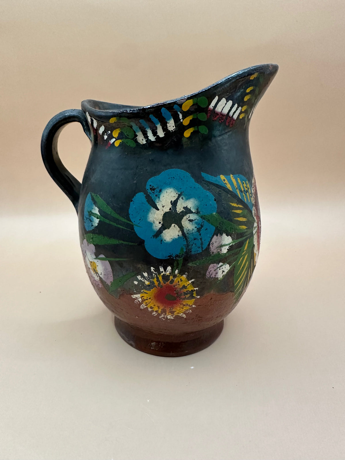 Vintage Mexican Folk Art Handcrafted Pitcher