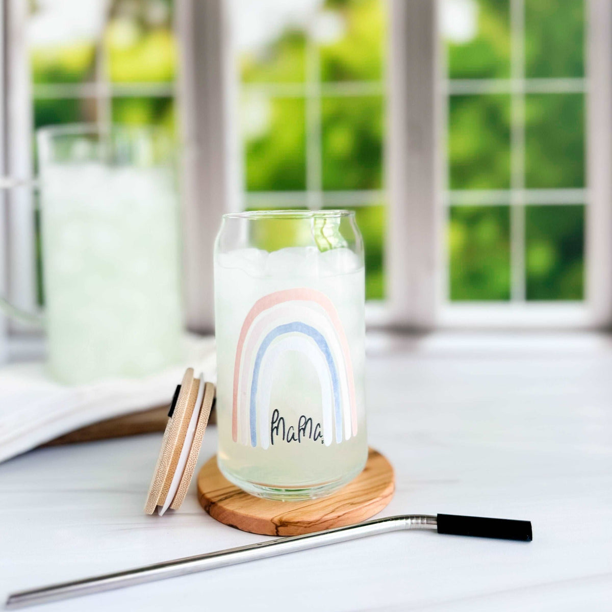 Mama Rainbow | Can Glass with Bamboo Lid
