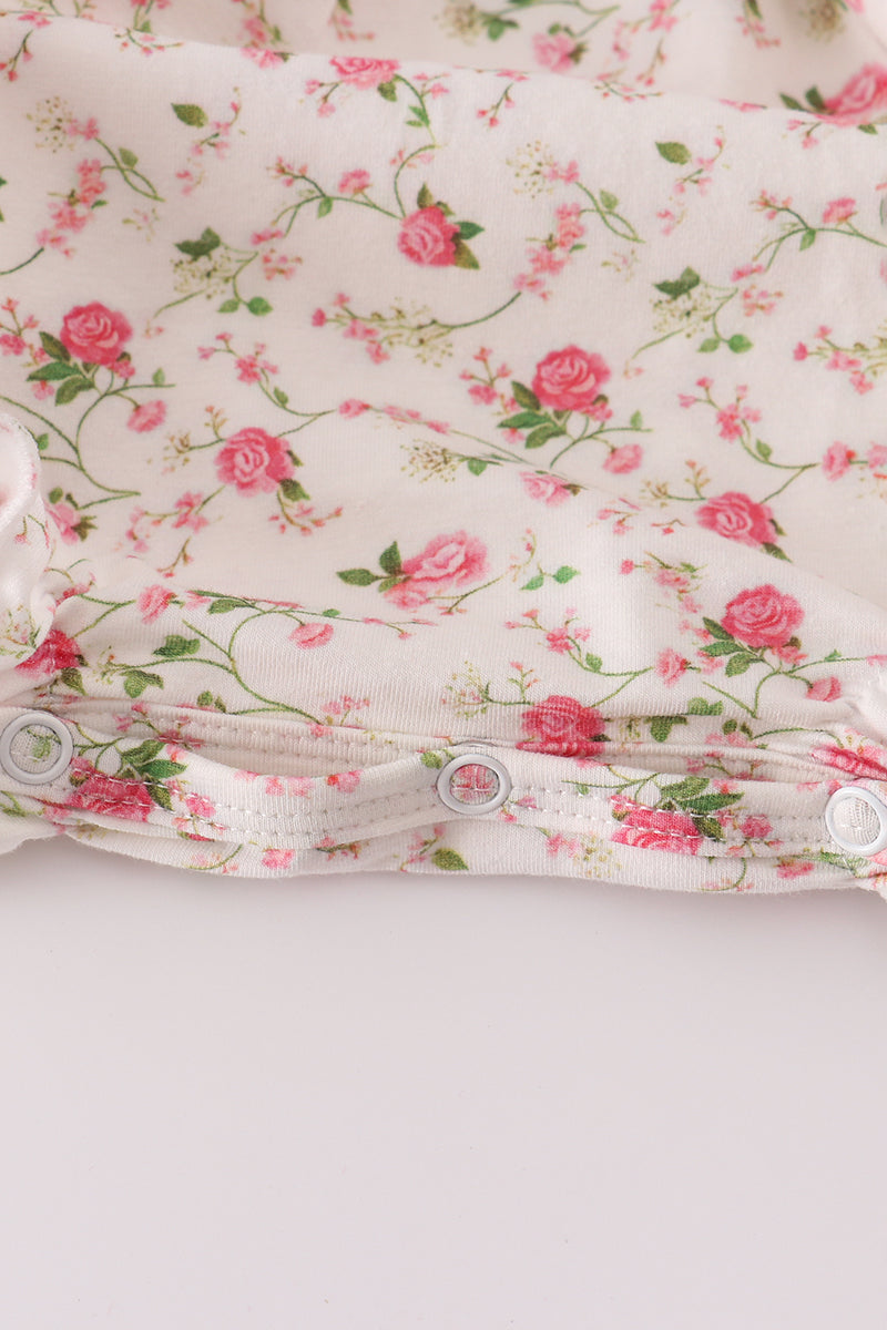 Pink rose hand smocked bubble